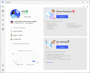 desktop application interface for NordVPN